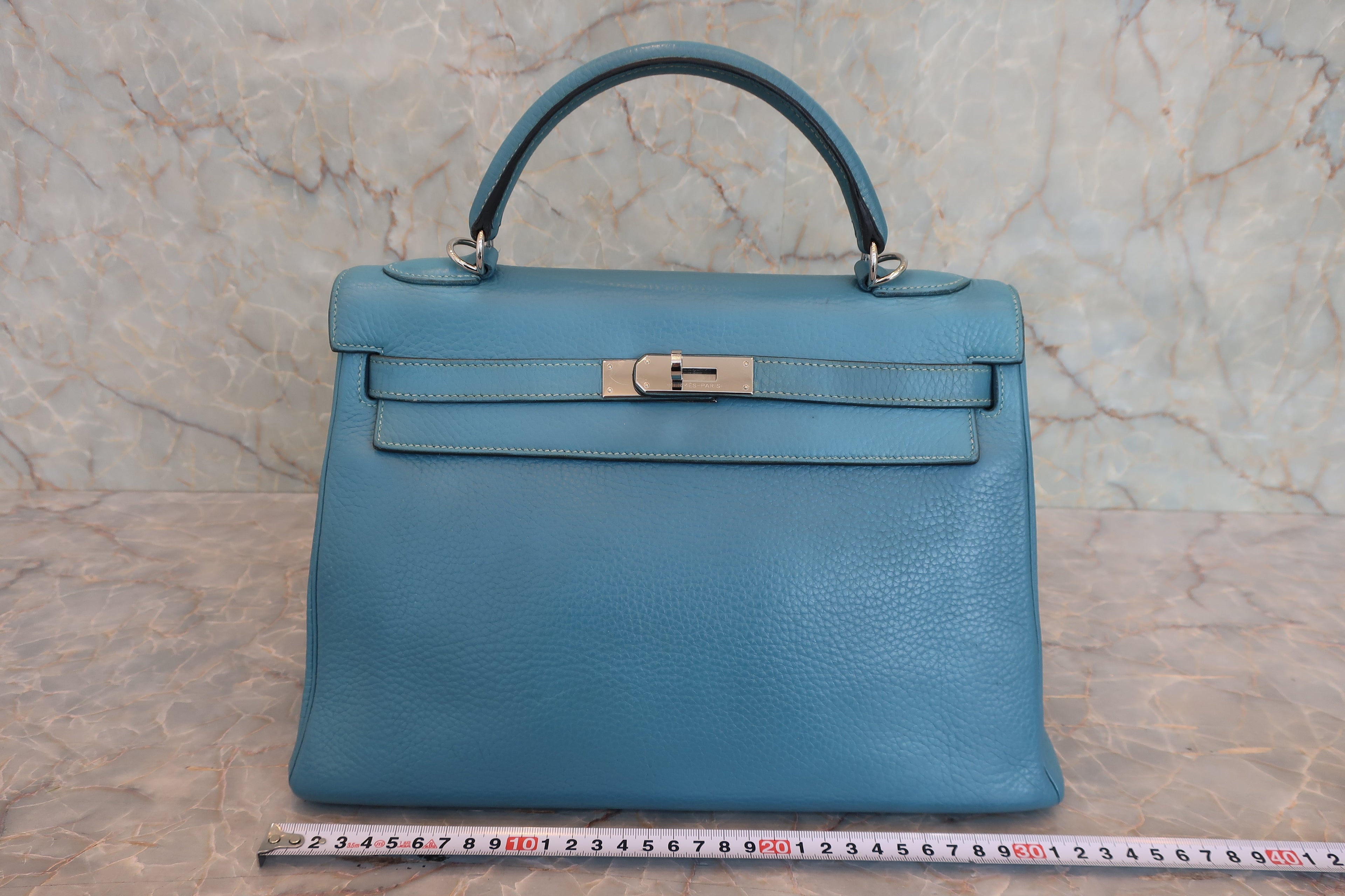 HERMES／エルメス ケリー32 トリヨンクレマンス ブルージーン □H刻印 ショルダーバッグ 800030032