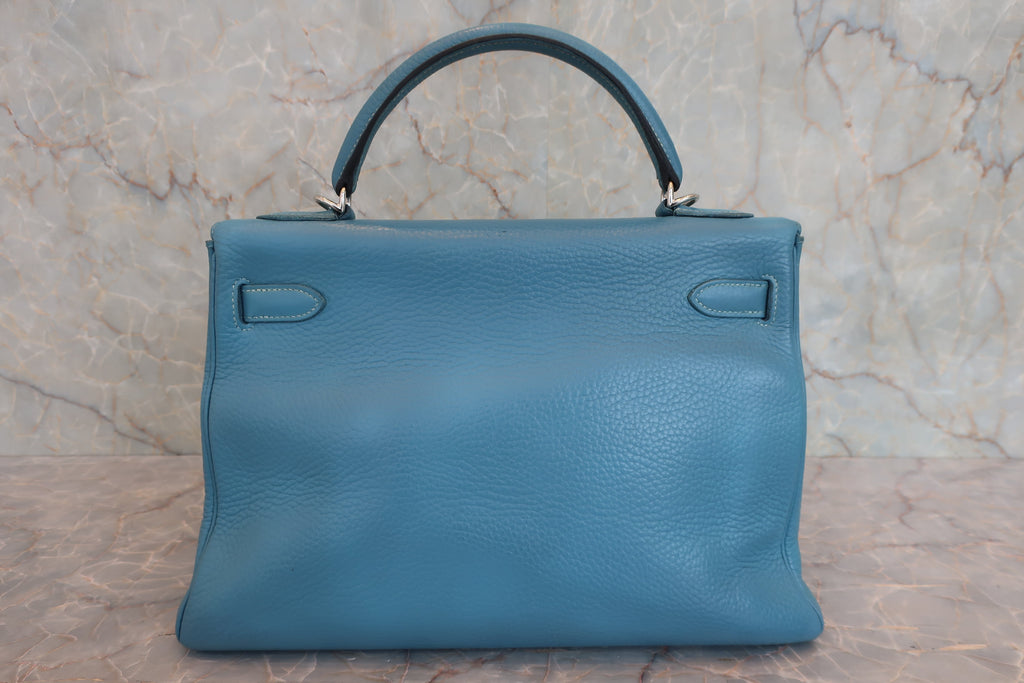 HERMES／エルメス ケリー32 トリヨンクレマンス ブルージーン □H刻印 ショルダーバッグ 800030032