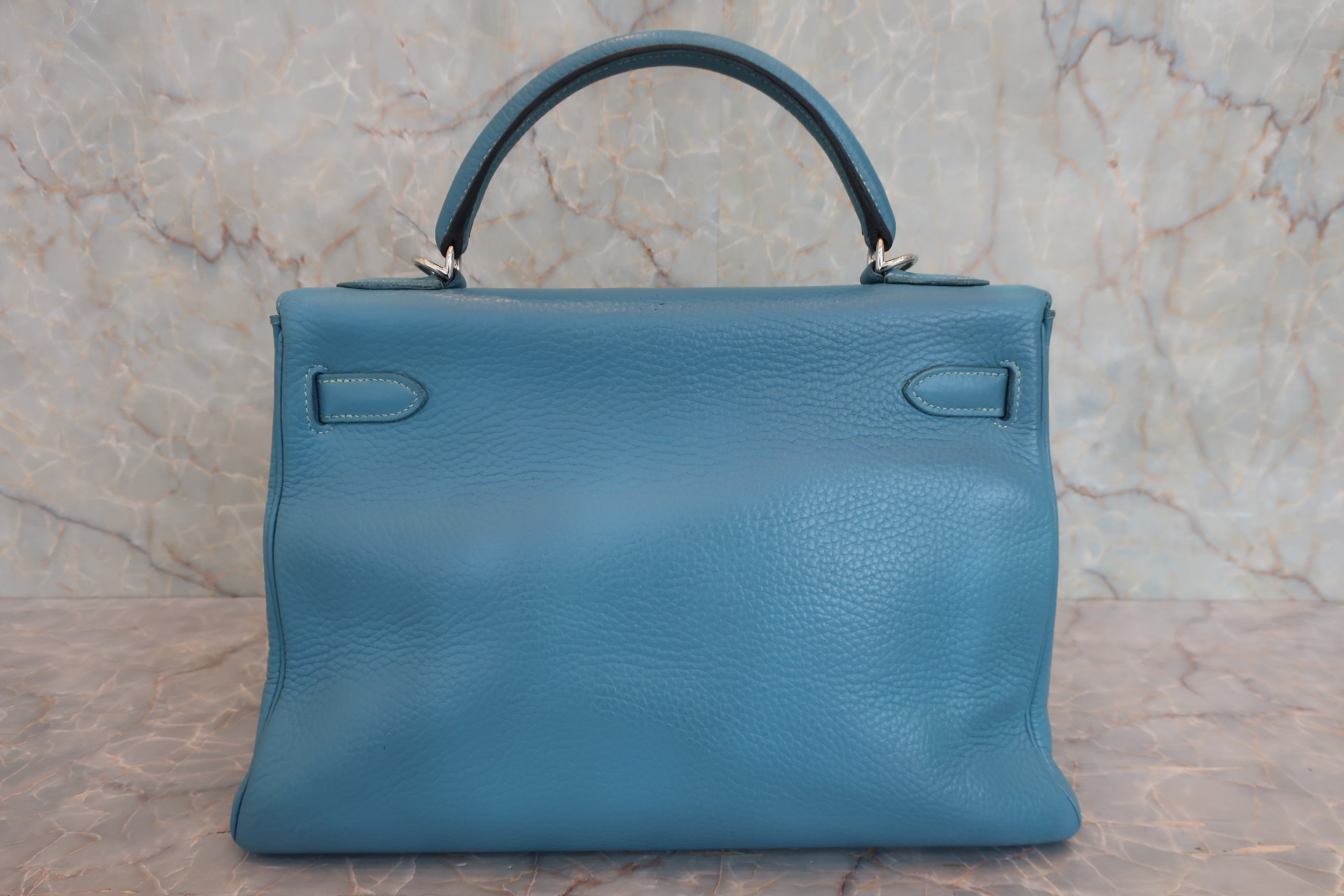 HERMES／エルメス ケリー32 トリヨンクレマンス ブルージーン □H刻印 ショルダーバッグ 800030032