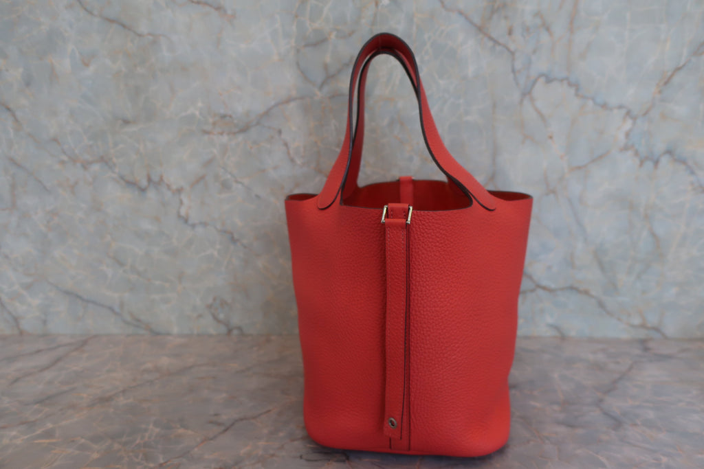 HERMES／エルメス ピコタンロックＭＭ トリヨンクレマンス ルージュピヴォワンヌ R刻印 ハンドバッグ 800020237