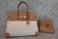 HERMES／エルメス バーキン35 トワルアッシュ/クシュベル ベージュ/ナチュラル □C刻印 ハンドバッグ 800030105