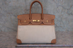HERMES／エルメス バーキン35 トワルアッシュ/クシュベル ベージュ/ナチュラル □C刻印 ハンドバッグ 800030105