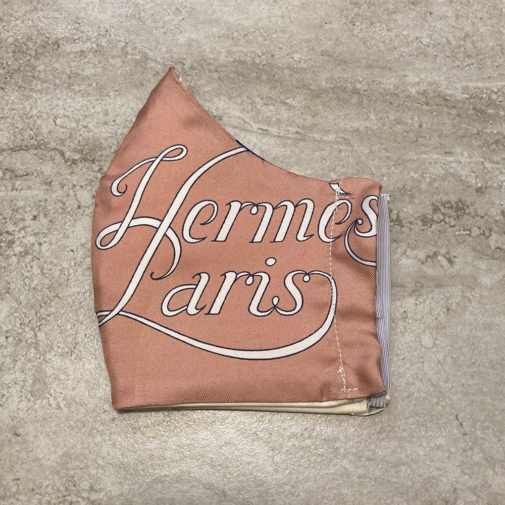 Hermes Tan Grand Manege Silk Scarf Face Mask