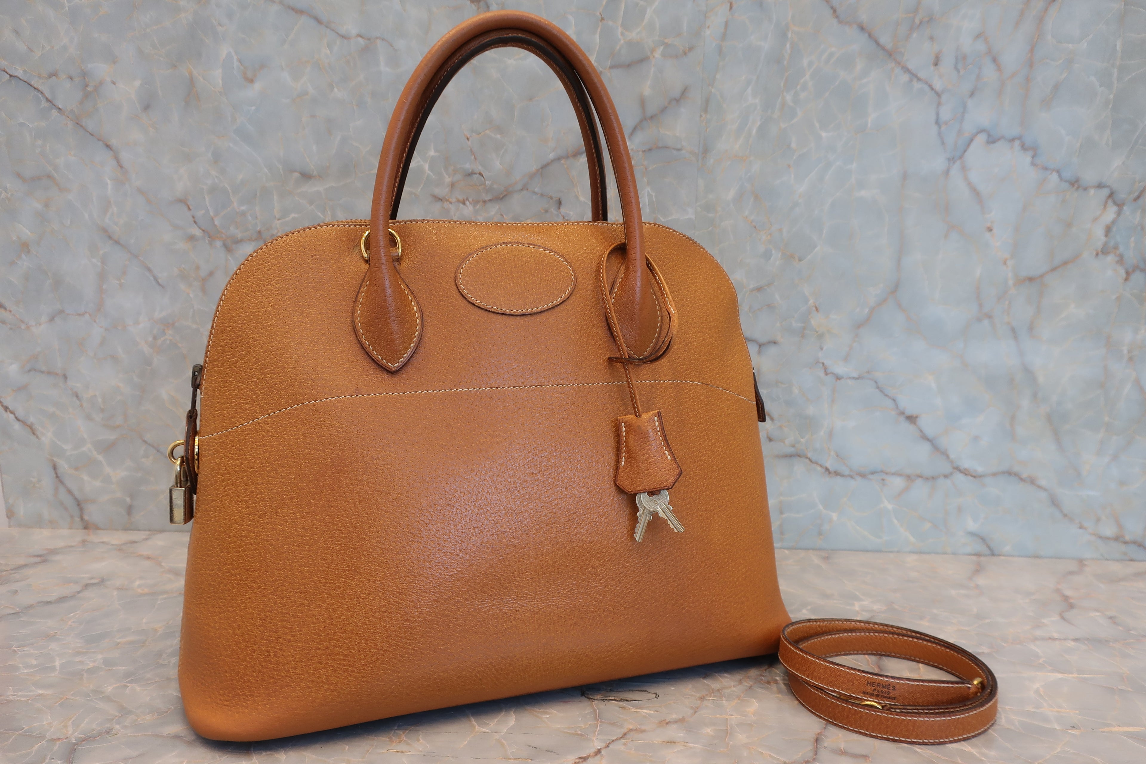 HERMES／エルメス ボリード35 ピグスキン ナチュラル 〇V刻印 ショルダーバッグ 800010100