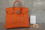 HERMES／エルメス オータクロア32 ヴォーエプソン オレンジ □L刻印 ハンドバッグ 800020016