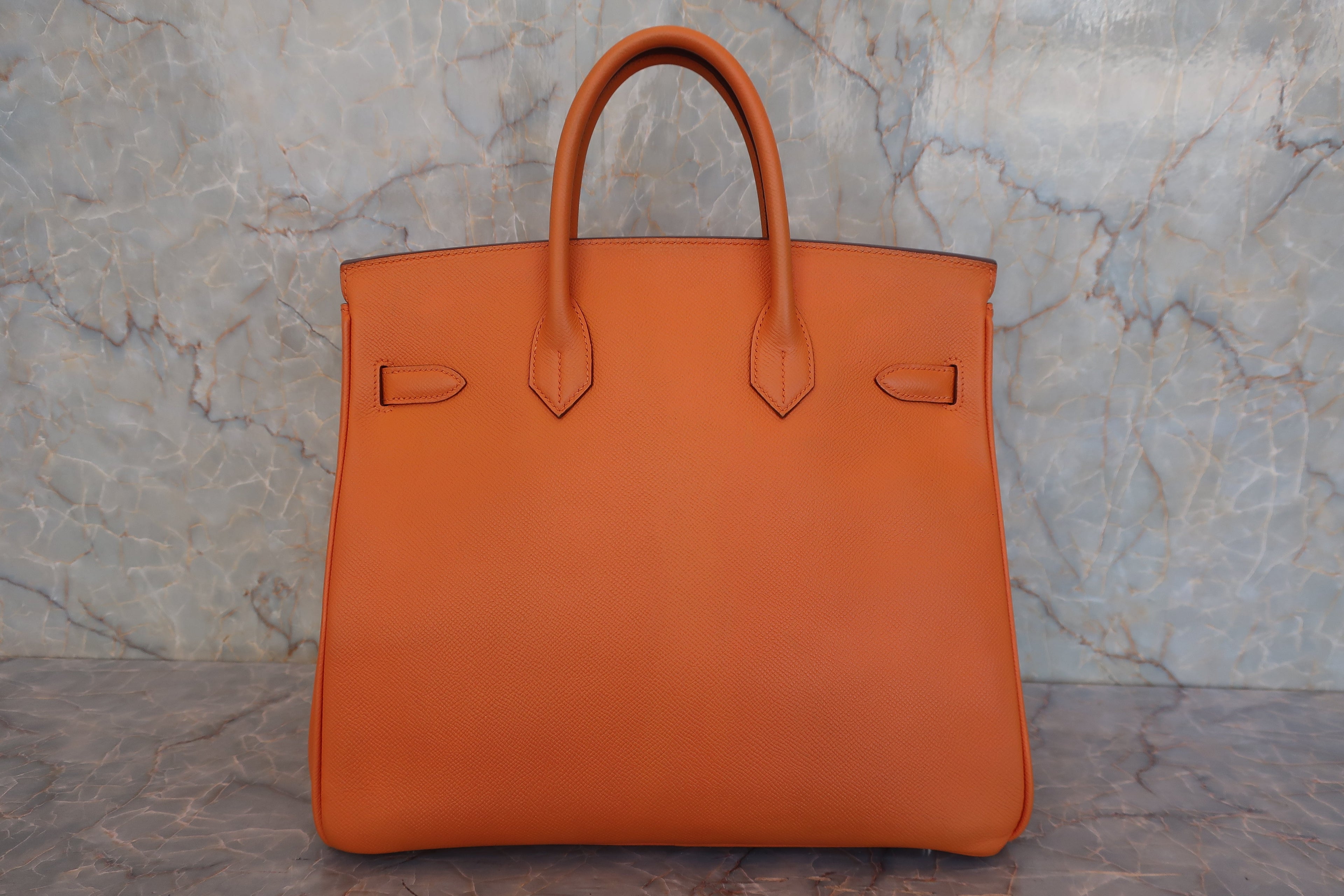 HERMES／エルメス オータクロア32 ヴォーエプソン オレンジ □L刻印 ハンドバッグ 800020016
