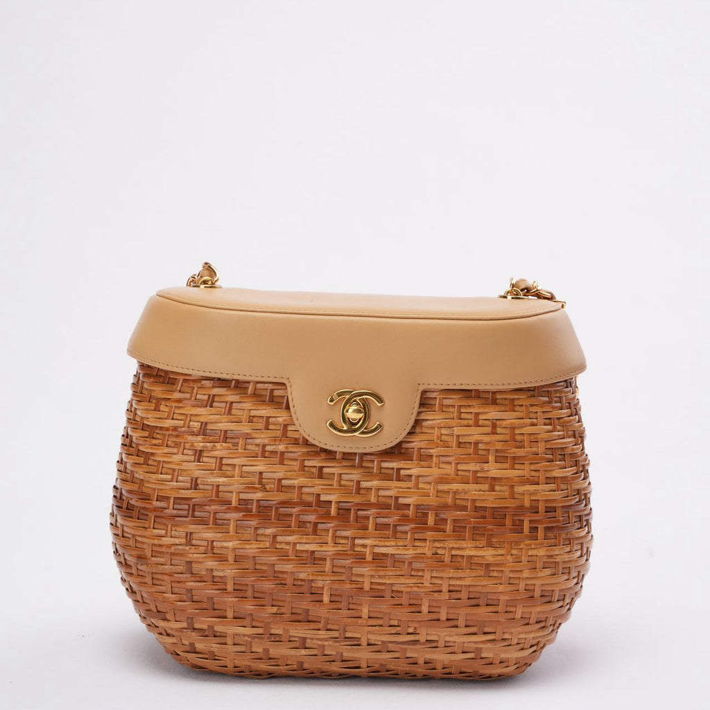 Chanel Vintage Wicker Basket Shoulder Bag 1990´s
