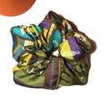 Hermes Handmade En Voyage Silk Scarf Scrunchie in Green