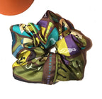 Hermes Handmade En Voyage Silk Scarf Scrunchie in Green