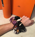 Vintage Hermes Handmade Projets Carres Silk Scarf Scrunchie in Purple