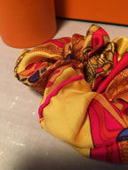 Hermes Handmade Torana Silk Scarf Scrunchie