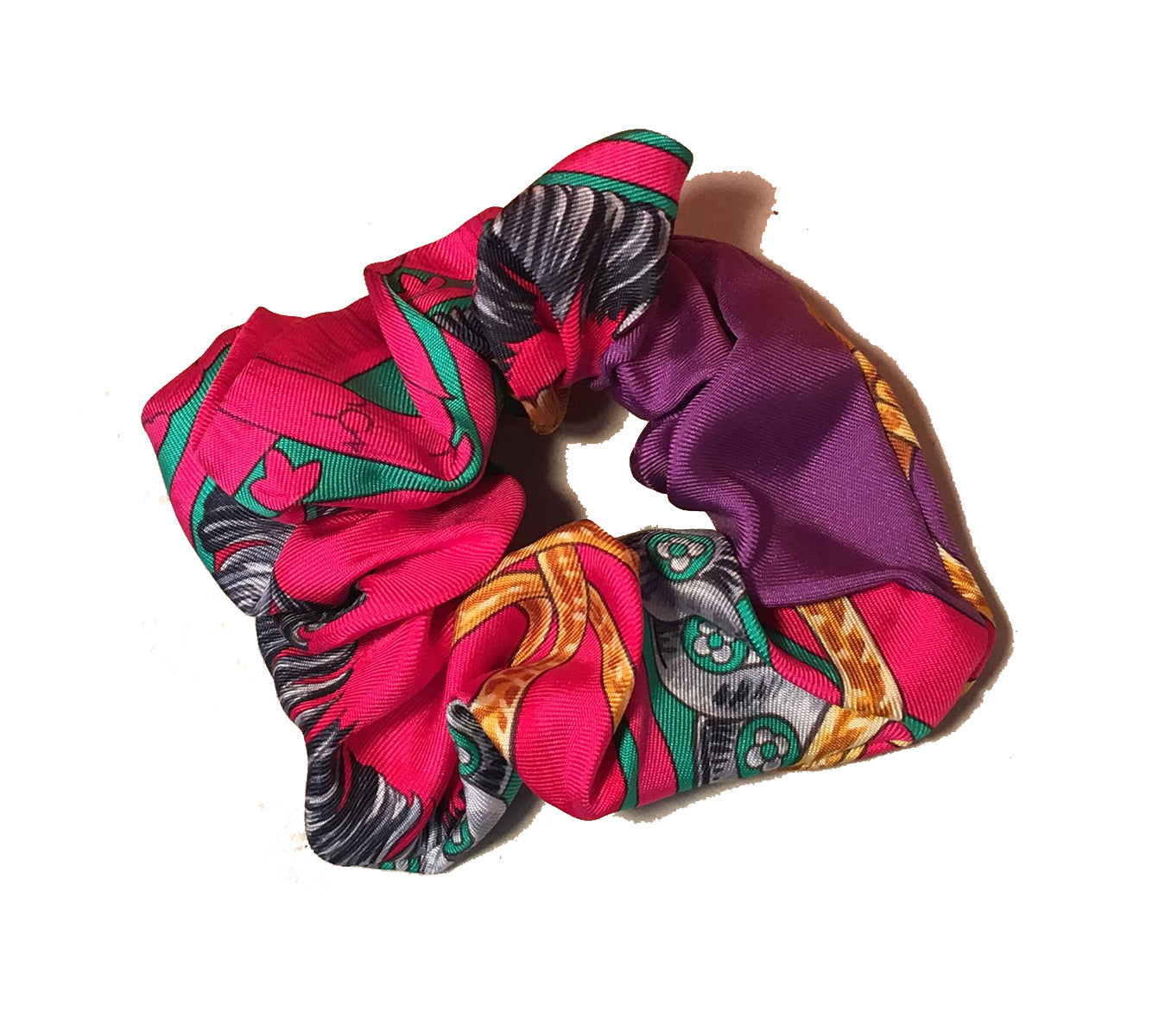 Hermes Handmade Bride de Cour Silk Scarf Scrunchie