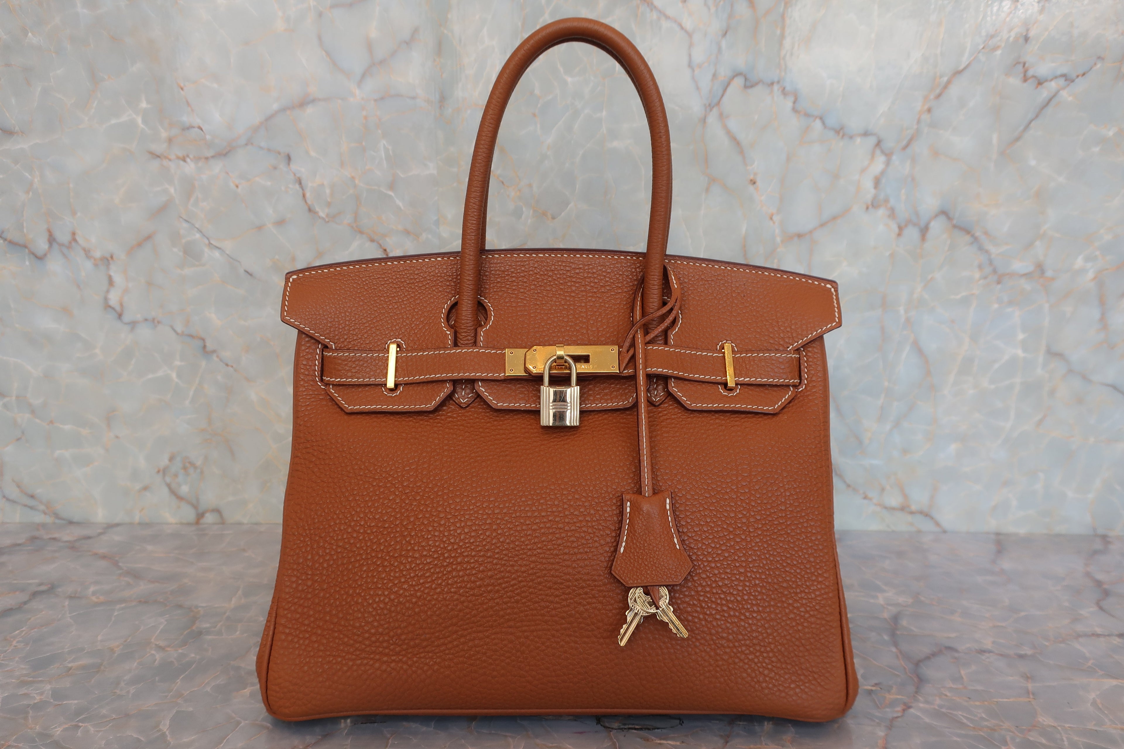 HERMES／エルメス バーキン30 トゴ ゴールド □H刻印 ハンドバッグ 800030159