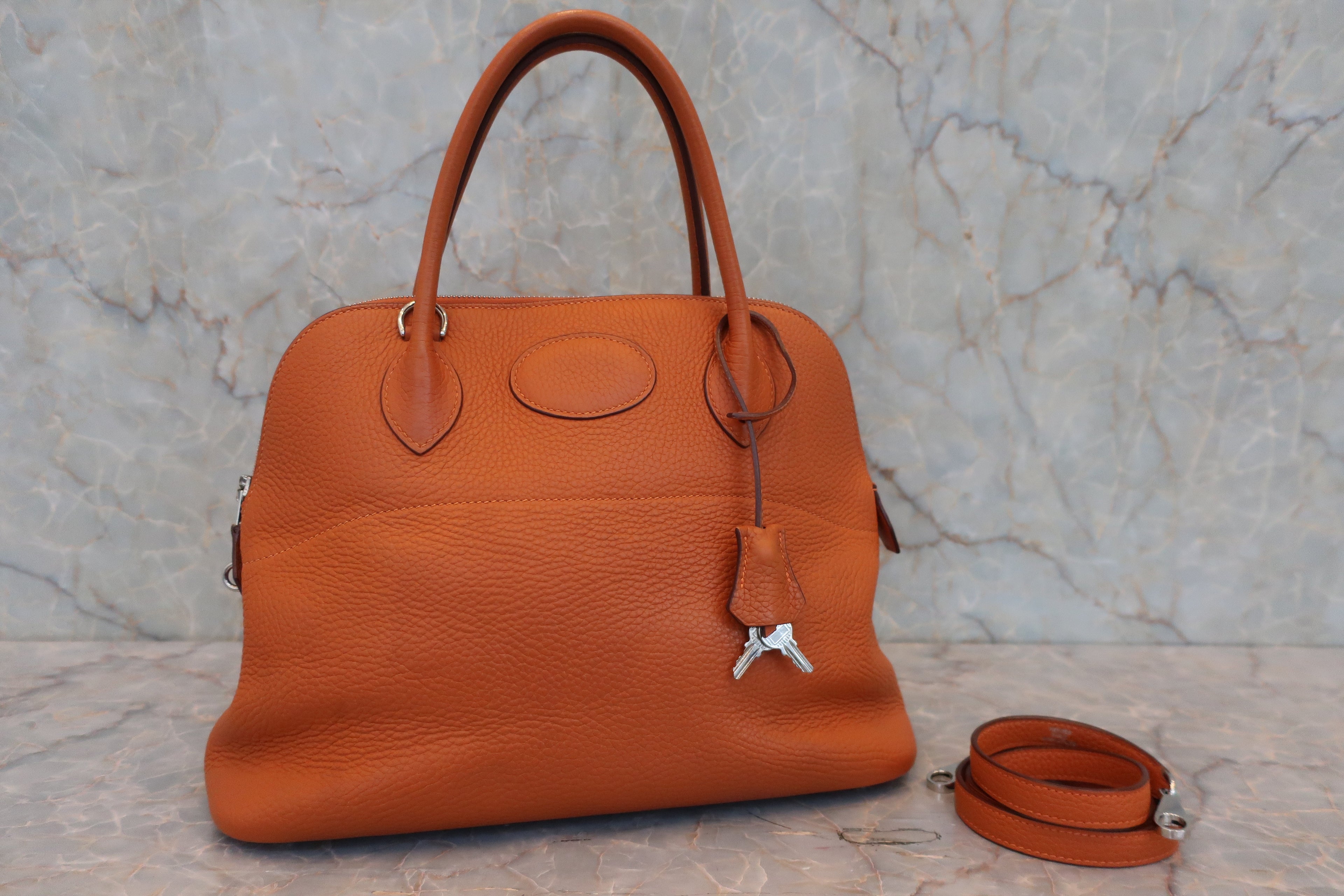 HERMES／エルメス ボリード31 トリヨンクレマンス オレンジ □J刻印 ショルダーバッグ 800030115