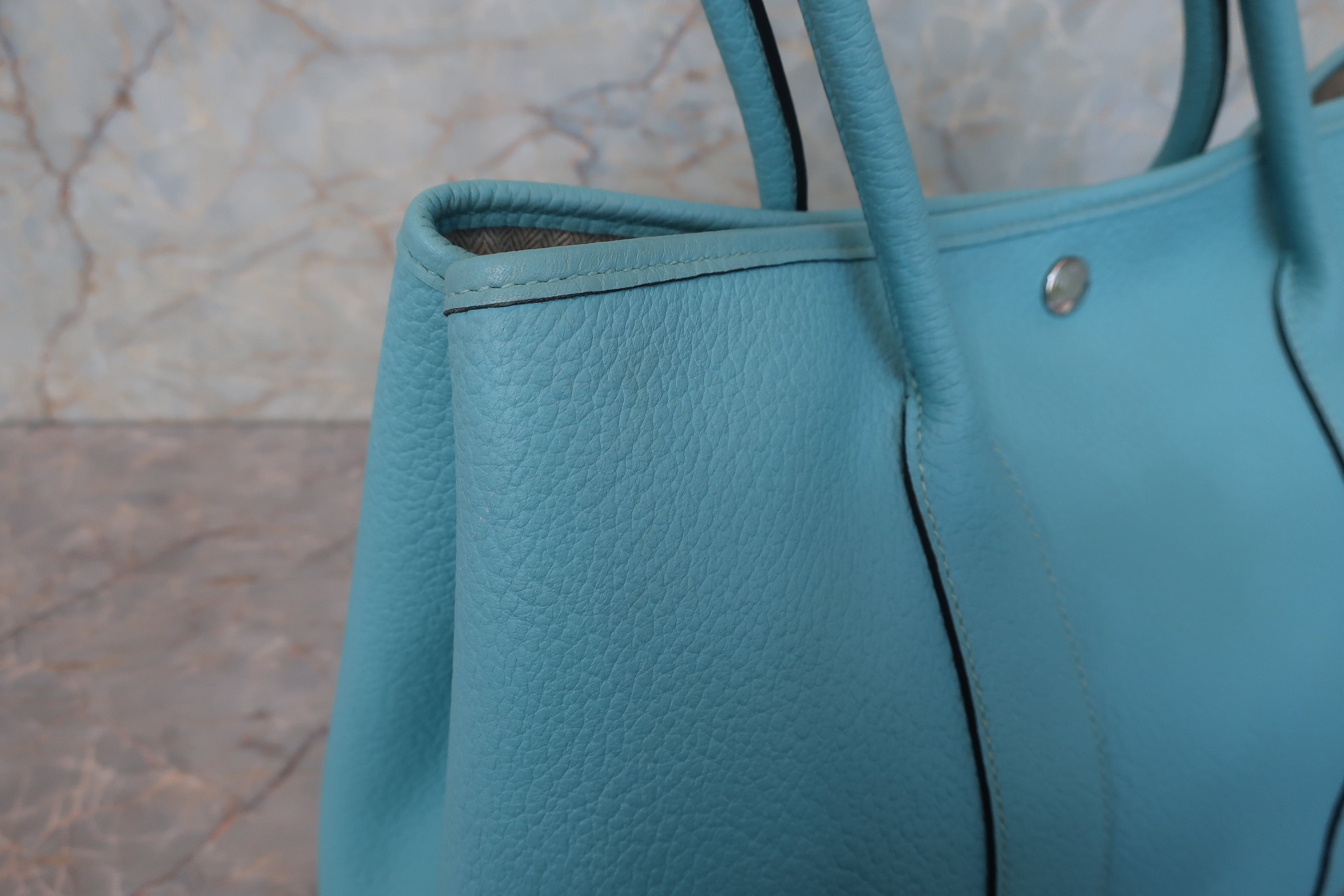 HERMES／エルメス ガーデンパーティＰＭ カントリー ブルーアトール トートバッグ 800010083