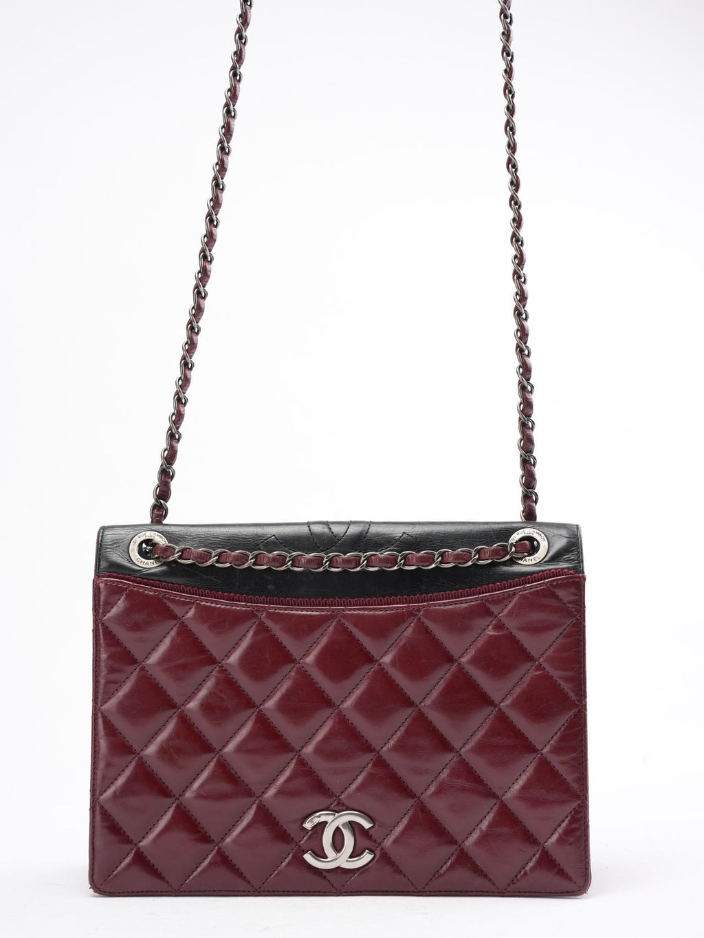Chanel Ballerine Flap Bag in Burgundy & Black Lambskin 2004
