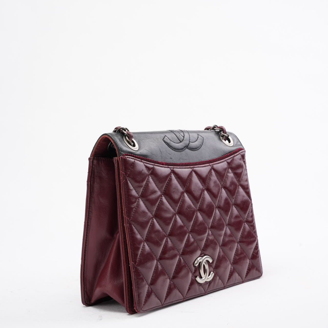 Chanel Ballerine Flap Bag in Burgundy & Black Lambskin 2004