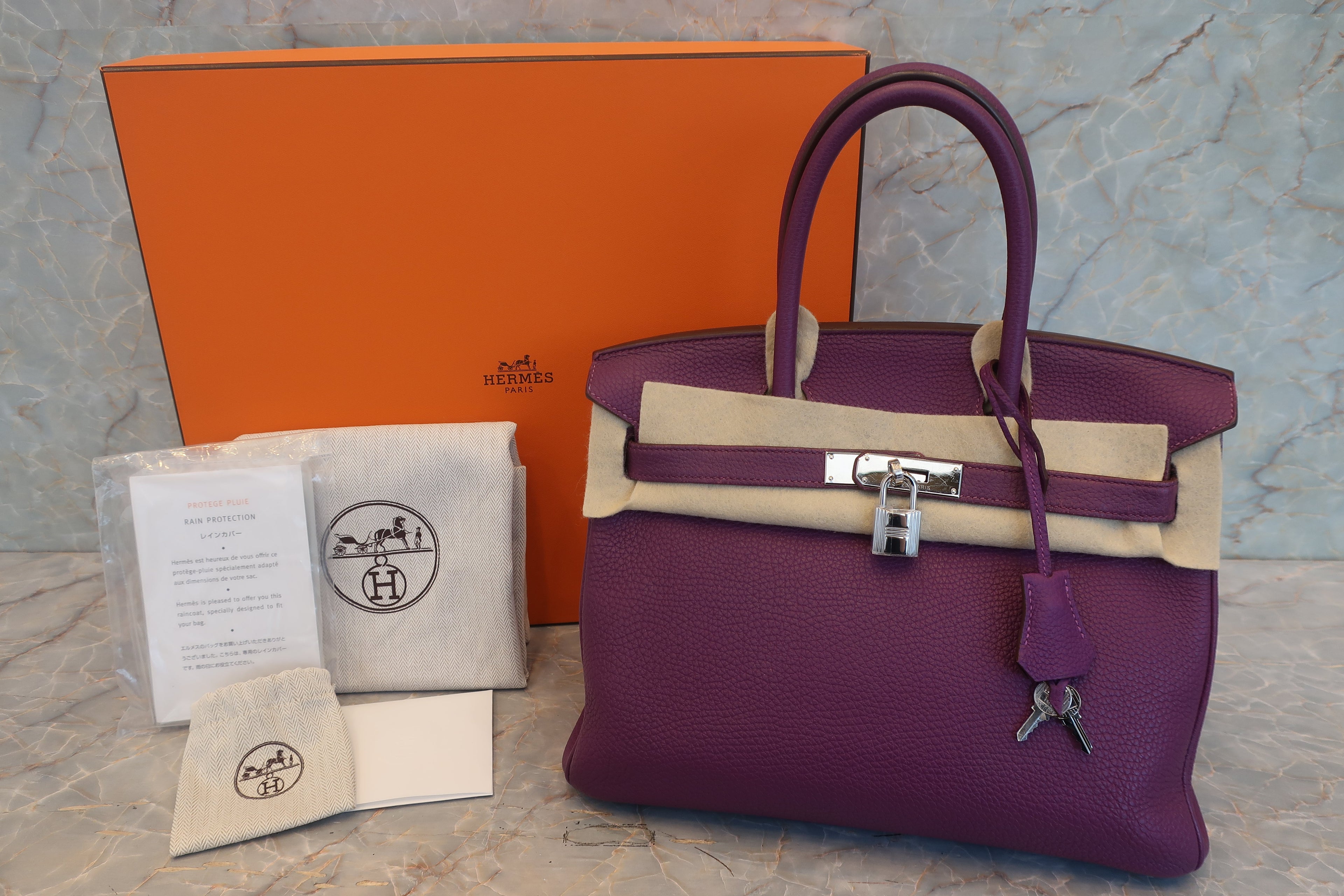 HERMES／エルメス バーキン30 トゴ アネモネ ハンドバッグ 700120090