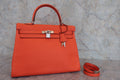 HERMES／エルメス ケリー35 トリヨンクレマンス オレンジポピー T刻印 ショルダーバッグ 800040063