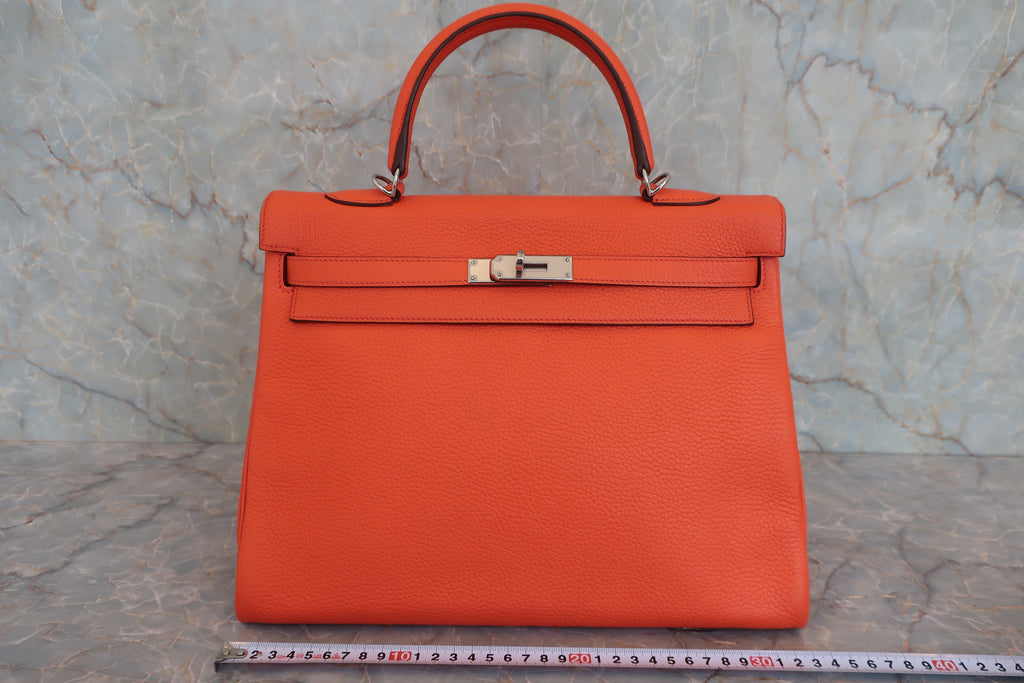HERMES／エルメス ケリー35 トリヨンクレマンス オレンジポピー T刻印 ショルダーバッグ 800040063