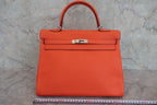 HERMES／エルメス ケリー35 トリヨンクレマンス オレンジポピー T刻印 ショルダーバッグ 800040063