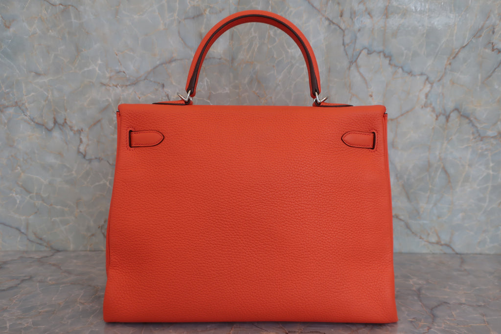 HERMES／エルメス ケリー35 トリヨンクレマンス オレンジポピー T刻印 ショルダーバッグ 800040063