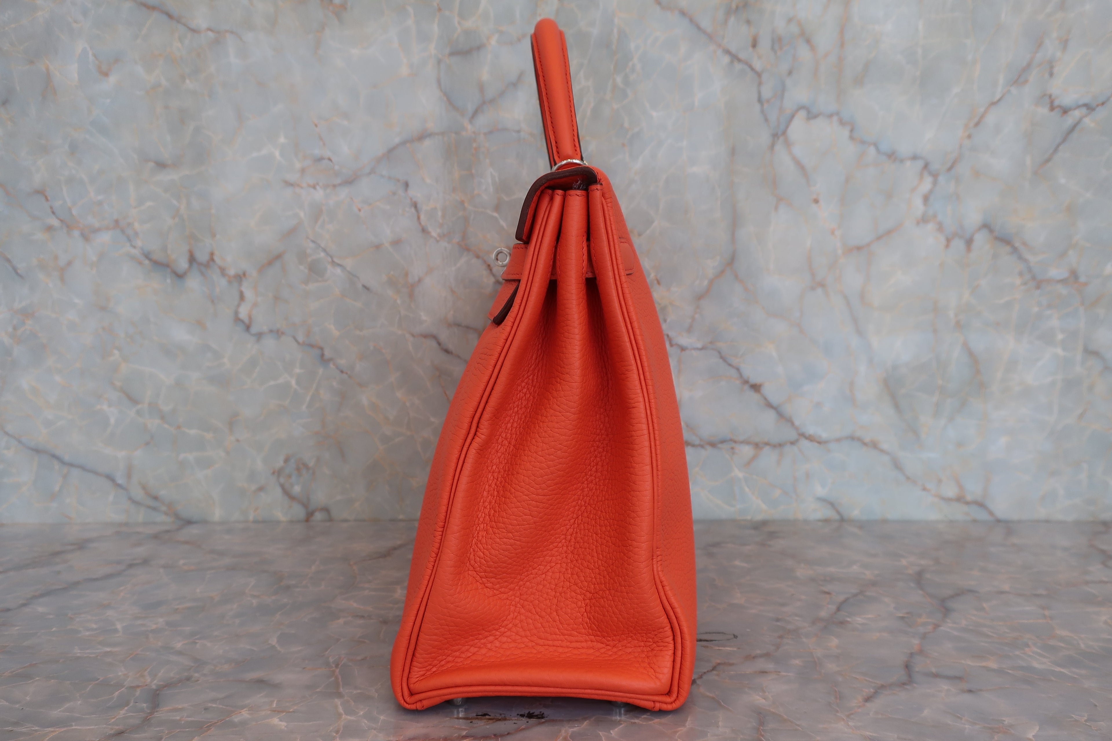 HERMES／エルメス ケリー35 トリヨンクレマンス オレンジポピー T刻印 ショルダーバッグ 800040063