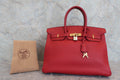 HERMES／エルメス バーキン35 トリヨンクレマンス ルージュヴィフ □B刻印 ハンドバッグ 800040053