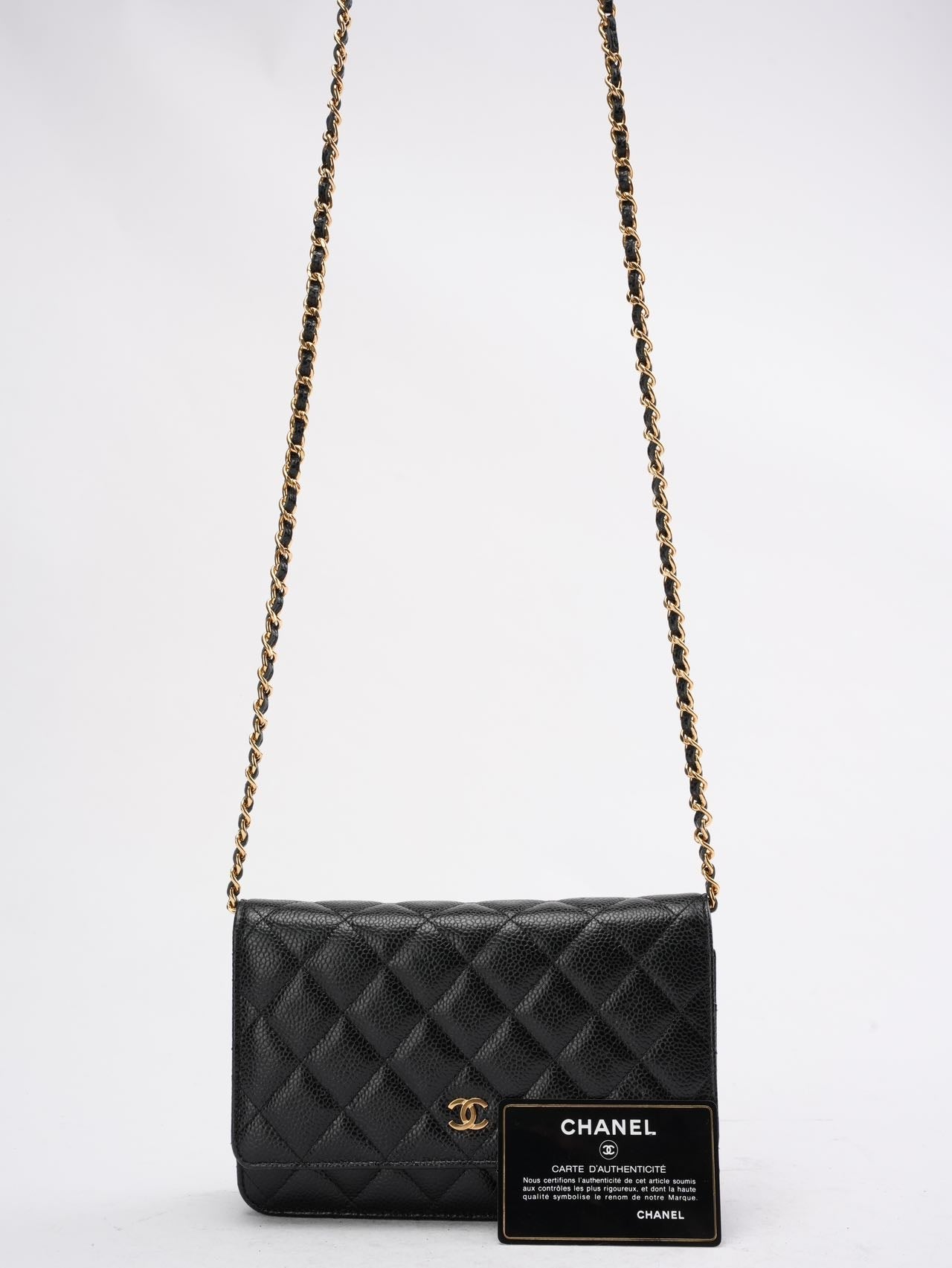 Chanel Black Timeless Wallet on Chain (WOC) Caviar 2020