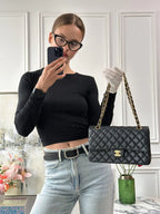 Chanel Classic Medium Double Flap Bag  Black Lambskin 2012