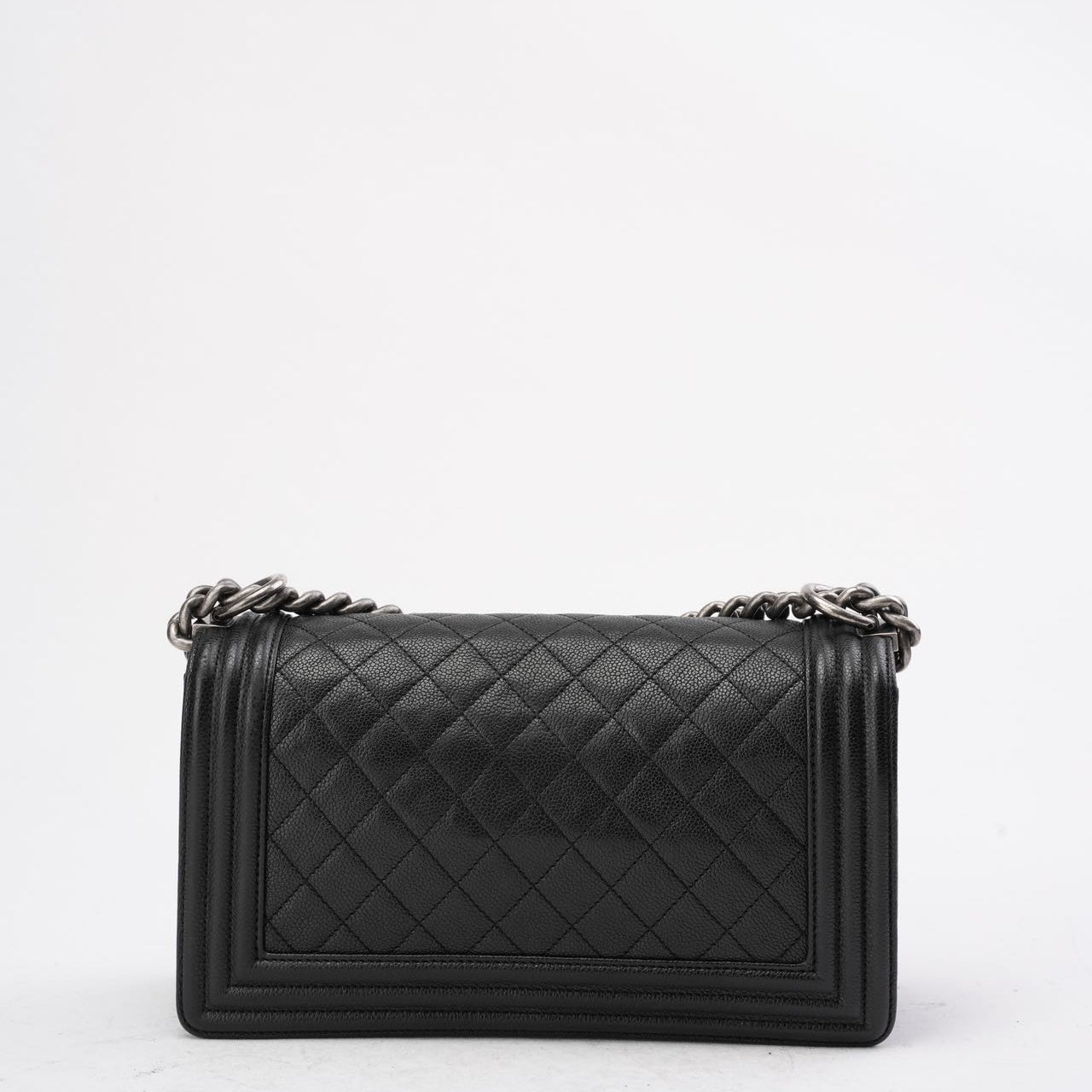 Chanel Boy Medium Black Flap Bag Quilted Caviar 2017