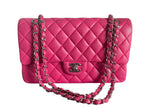 Chanel Timeless Classic Medium Double Flap Bag Hot Pink Lambskin with Silver Hardware