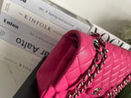 Chanel Timeless Classic Medium Double Flap Bag Hot Pink Lambskin with Silver Hardware