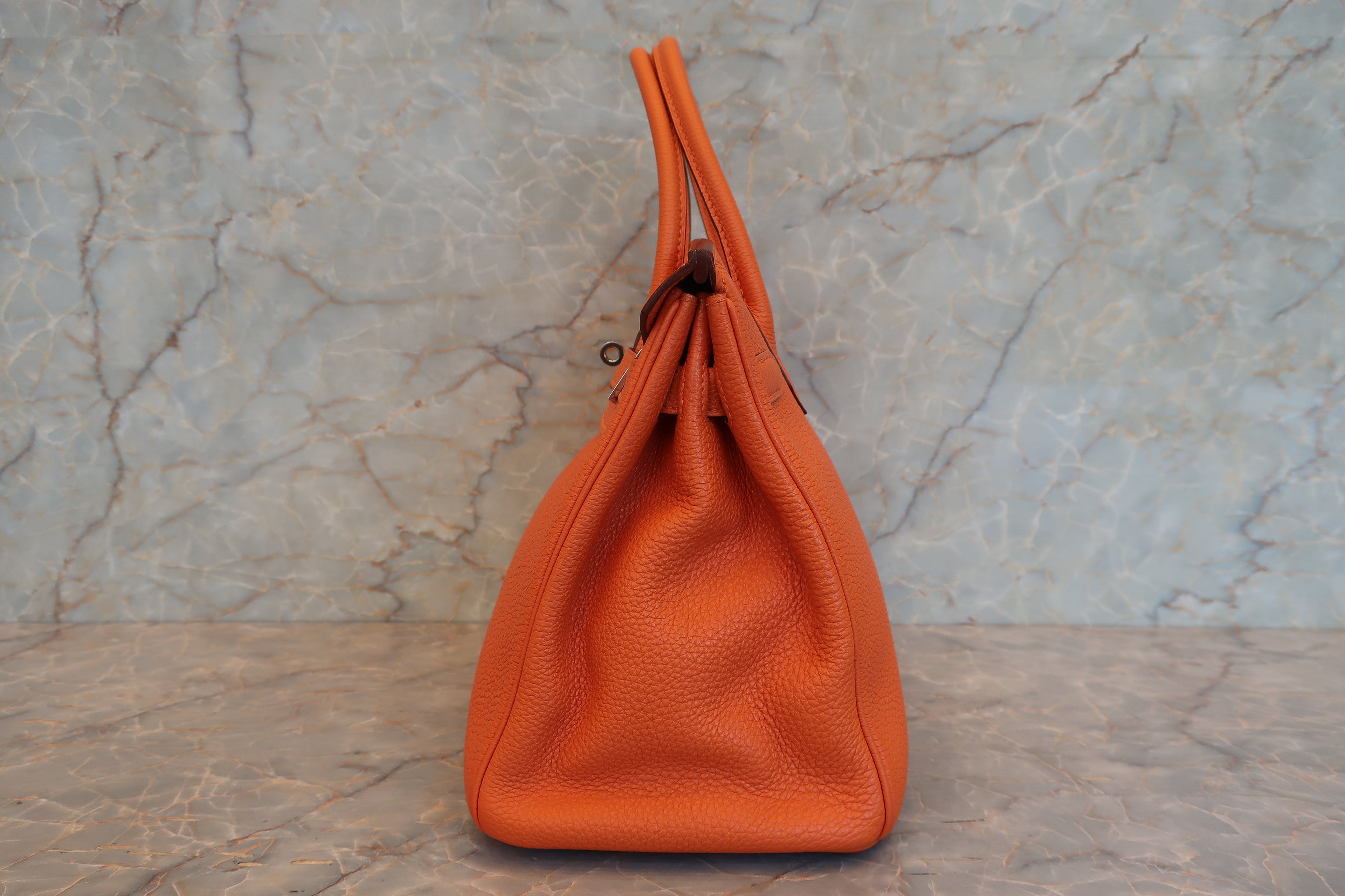 HERMES／エルメス バーキン30 トゴ オレンジ □L刻印 ハンドバッグ 700080142