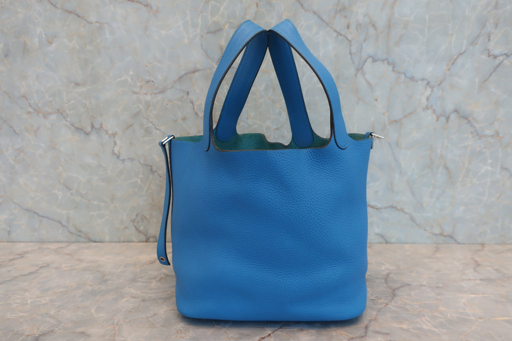 HERMES／エルメス ピコタンロックＭＭ トリヨンクレマンス ブルーザンジバル X刻印 ハンドバッグ 800040081
