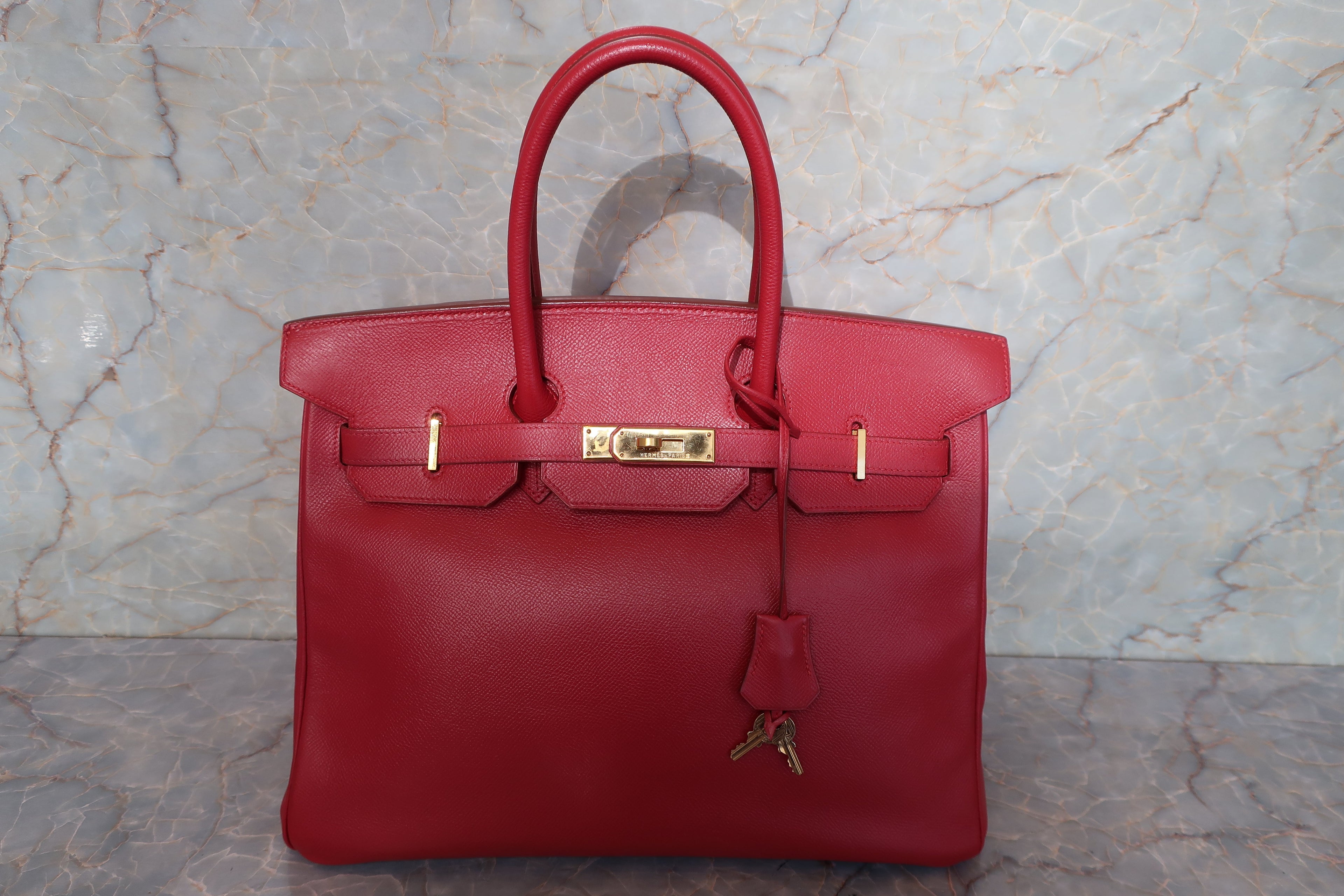 HERMES／エルメス バーキン35 クシュベル ルージュヴィフ □B刻印 ハンドバッグ 700060050