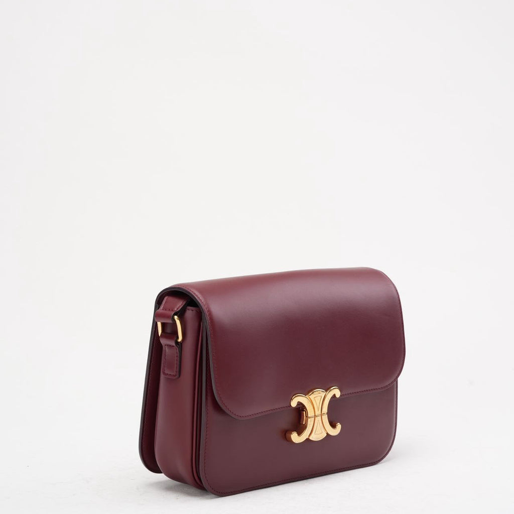 Celine Burgundy Triomphe Crossbody Small Calfskin 2019