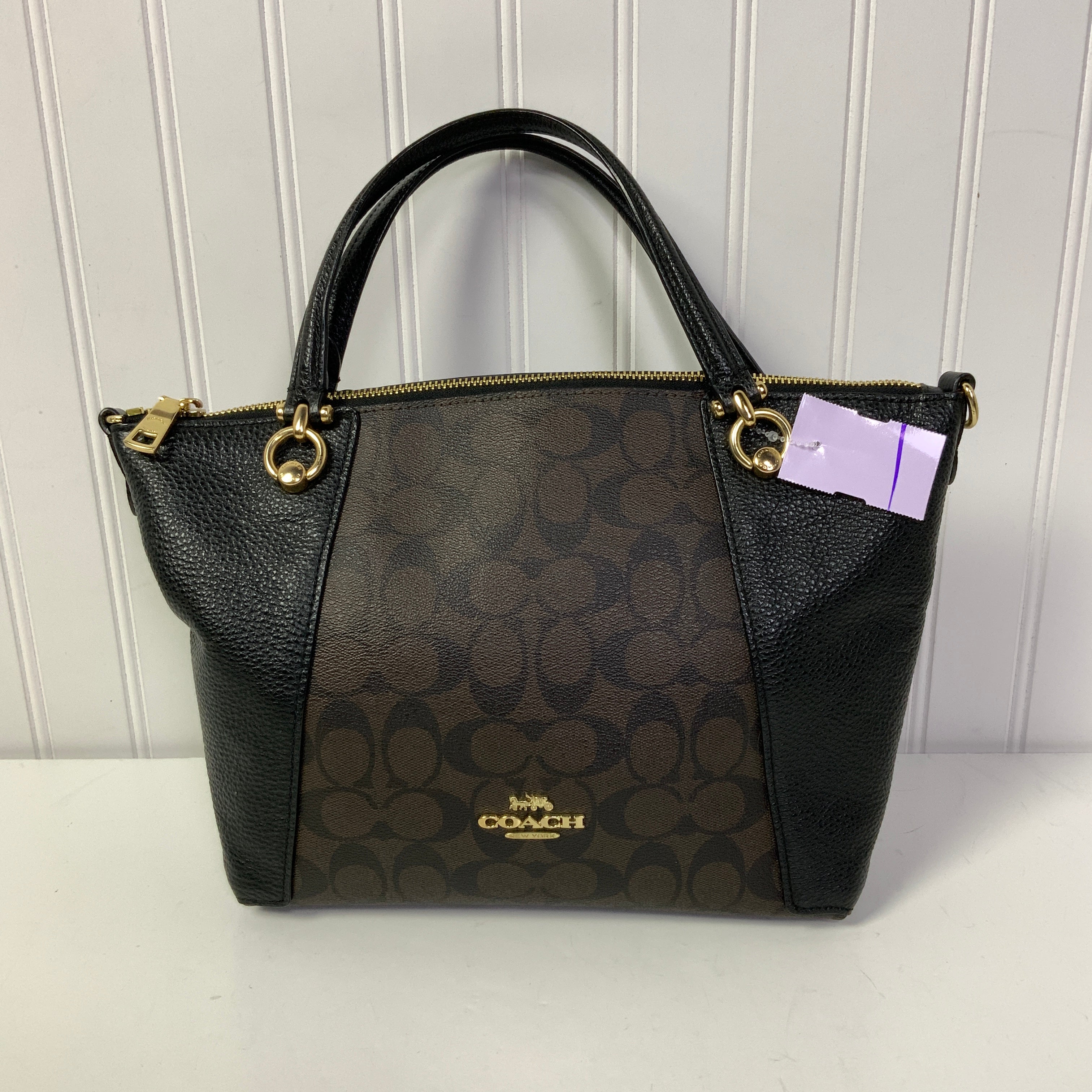 Handbag Designer By Coach In Black & Brown, Size:Medium