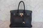 HERMES／エルメス バーキン35 トゴ ブラック □H刻印 ハンドバッグ 800030175