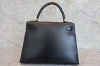 HERMES／エルメス ケリー28 ボックスカーフ ブラック □G刻印 ショルダーバッグ 800010144