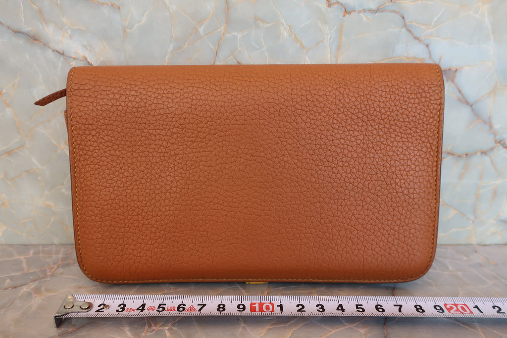 HERMES／エルメス ドゴンGM トゴ ゴールド/ソレイユ □M刻印 財布 800010095