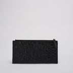 Chanel Camellia Quilted Lambskin Leather Black Zip Pouch