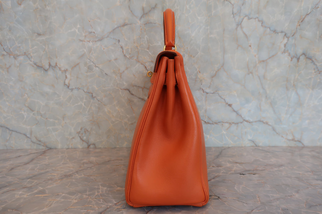 HERMES／エルメス ケリー32 ヴォーガリバー オレンジ 〇W刻印 ショルダーバッグ 800040080