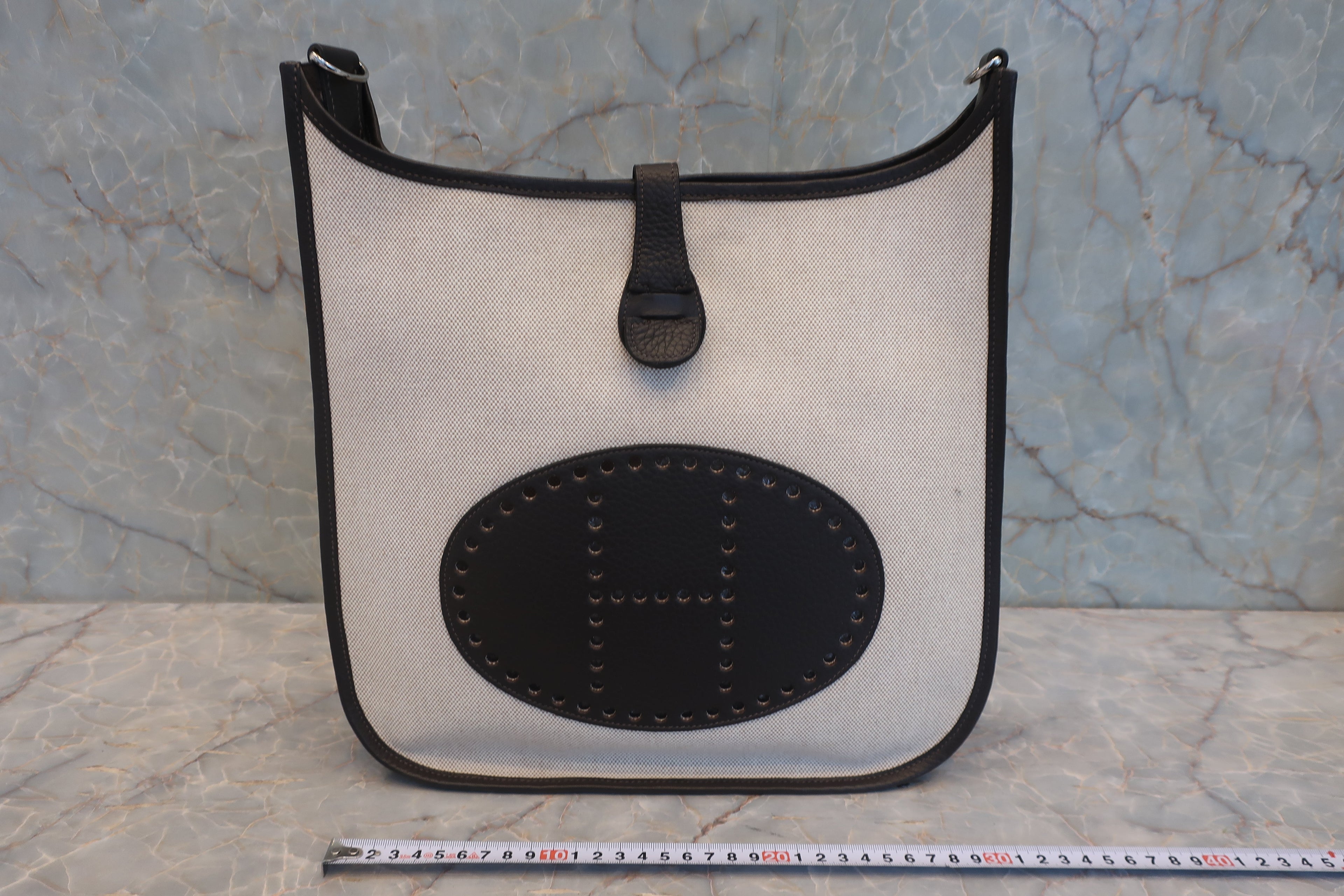 HERMES／エルメス エブリン1GM トワルアッシュ/トリヨンクレマンス ベージュ/ブラウン □J刻印 ショルダーバッグ 800030055