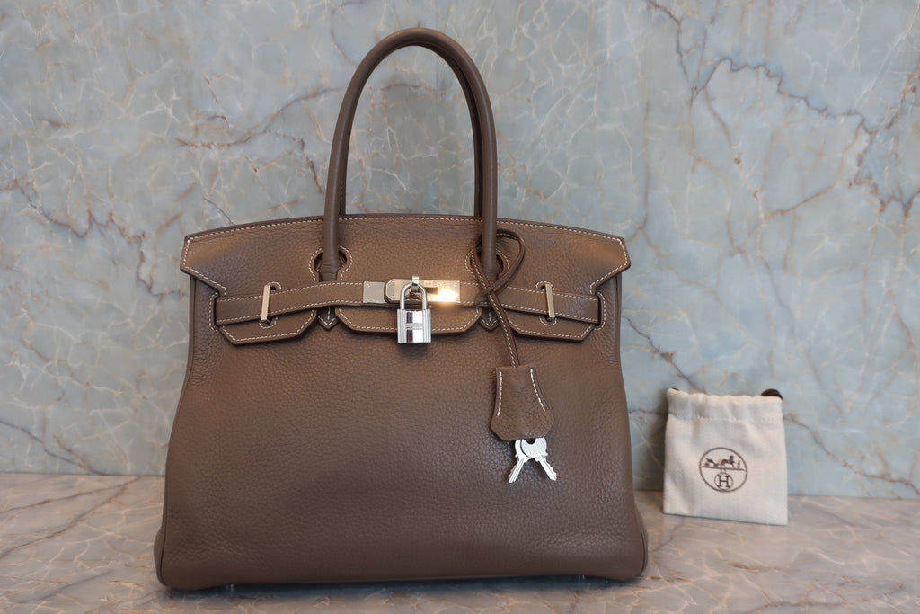 HERMES／エルメス バーキン30 トリヨンクレマンス エトゥープ □H刻印 ハンドバッグ 8000020023