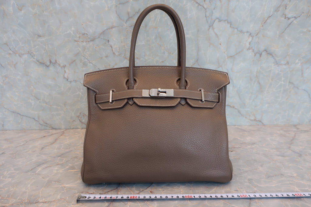HERMES／エルメス バーキン30 トリヨンクレマンス エトゥープ □H刻印 ハンドバッグ 8000020023