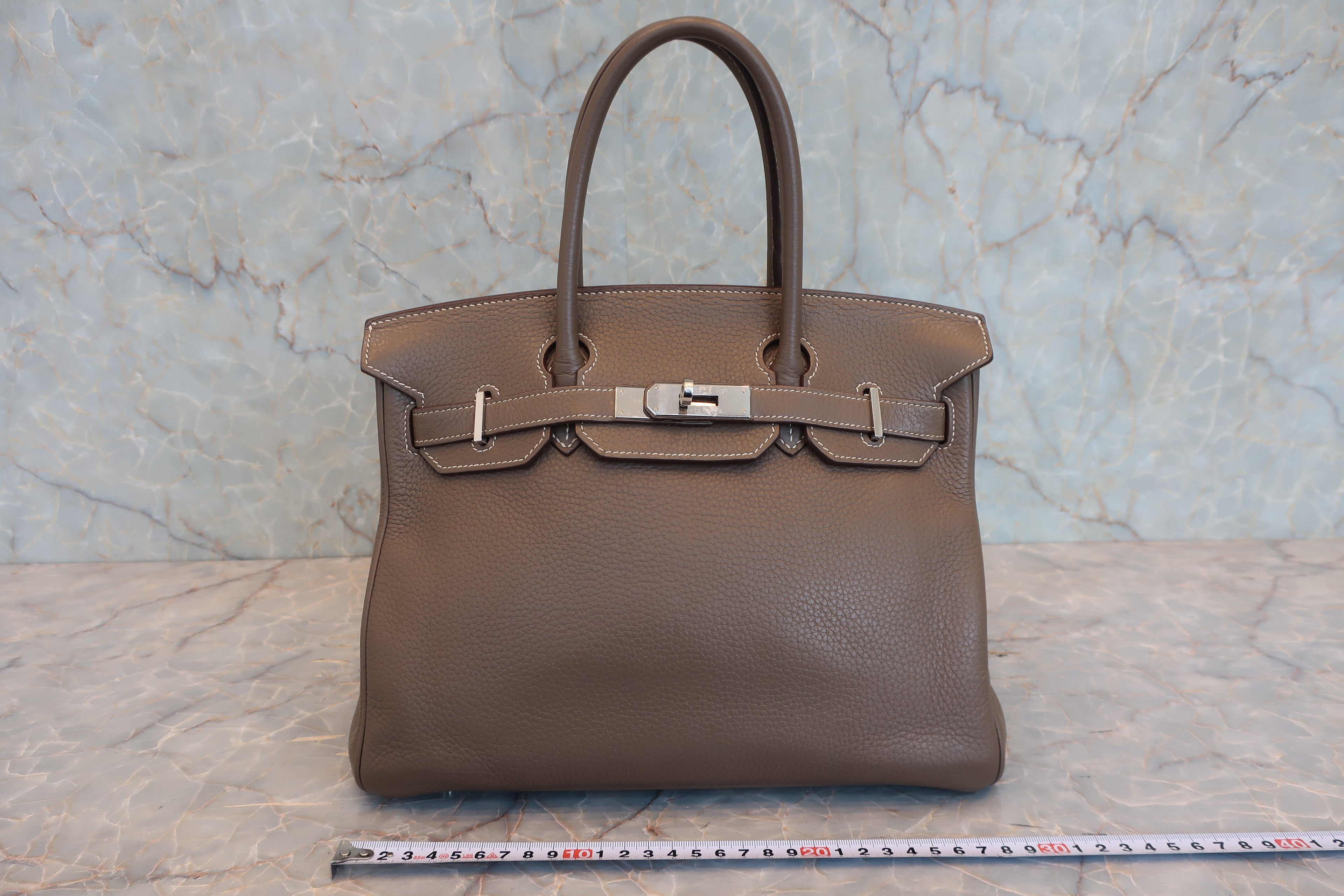 HERMES／エルメス バーキン30 トリヨンクレマンス エトゥープ □H刻印 ハンドバッグ 8000020023