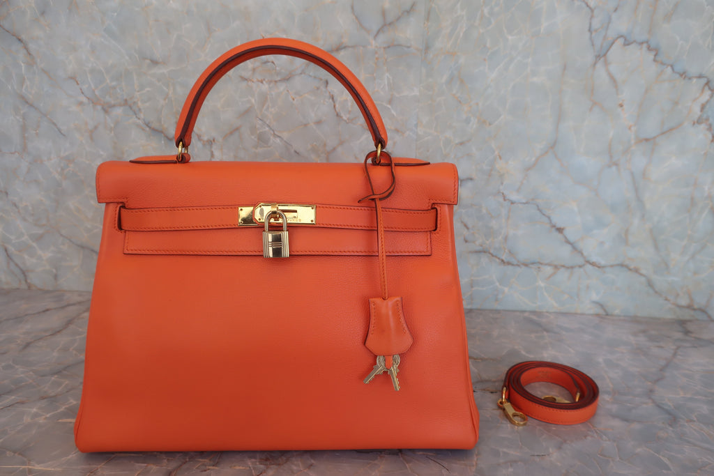 HERMES／エルメス ケリー32 ヴォーガリバー オレンジ 〇Z刻印 ショルダーバッグ 800020210