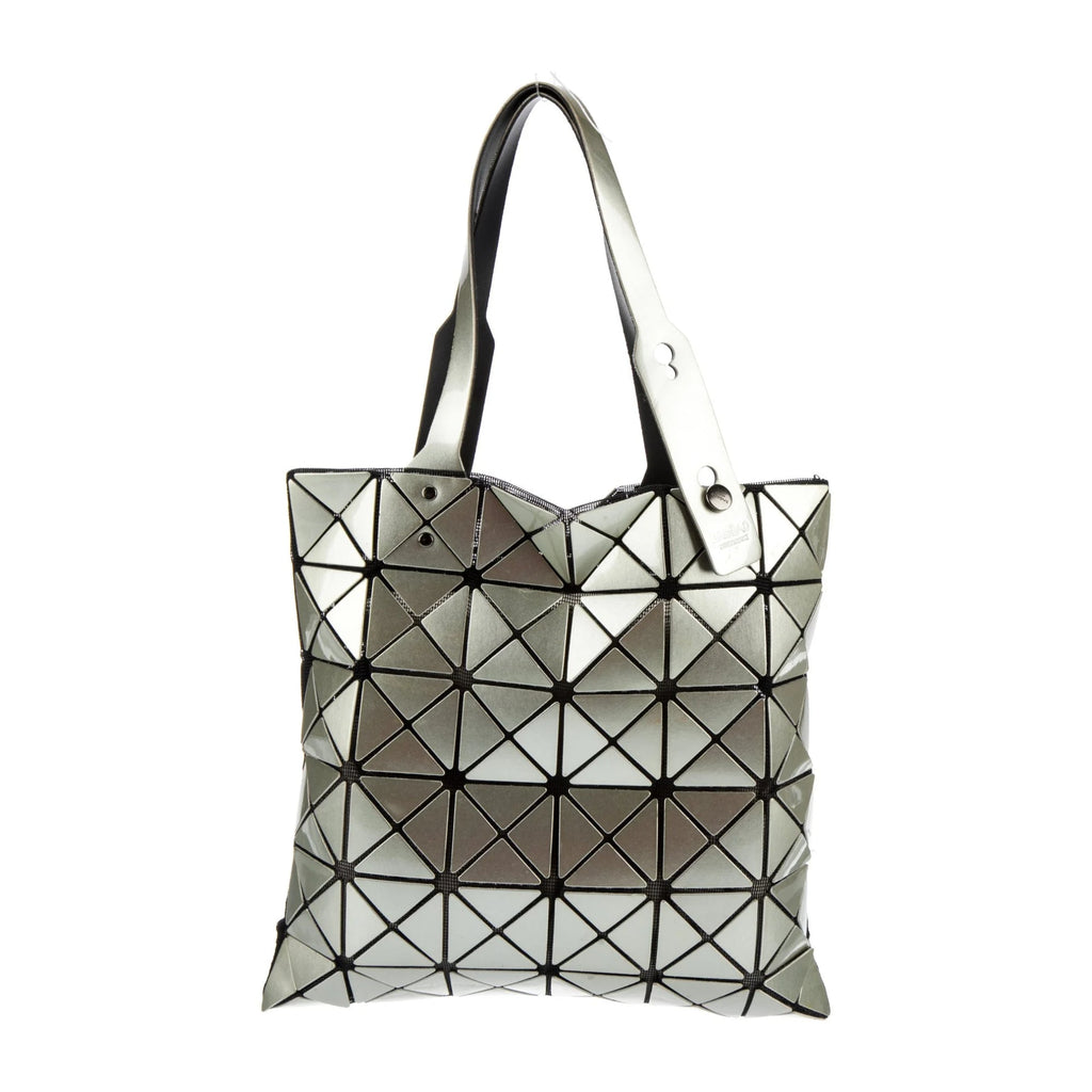 Bao Bao Issey Miyake Platinum Silver Handbag Metallic Rubber Tote Bag NEW