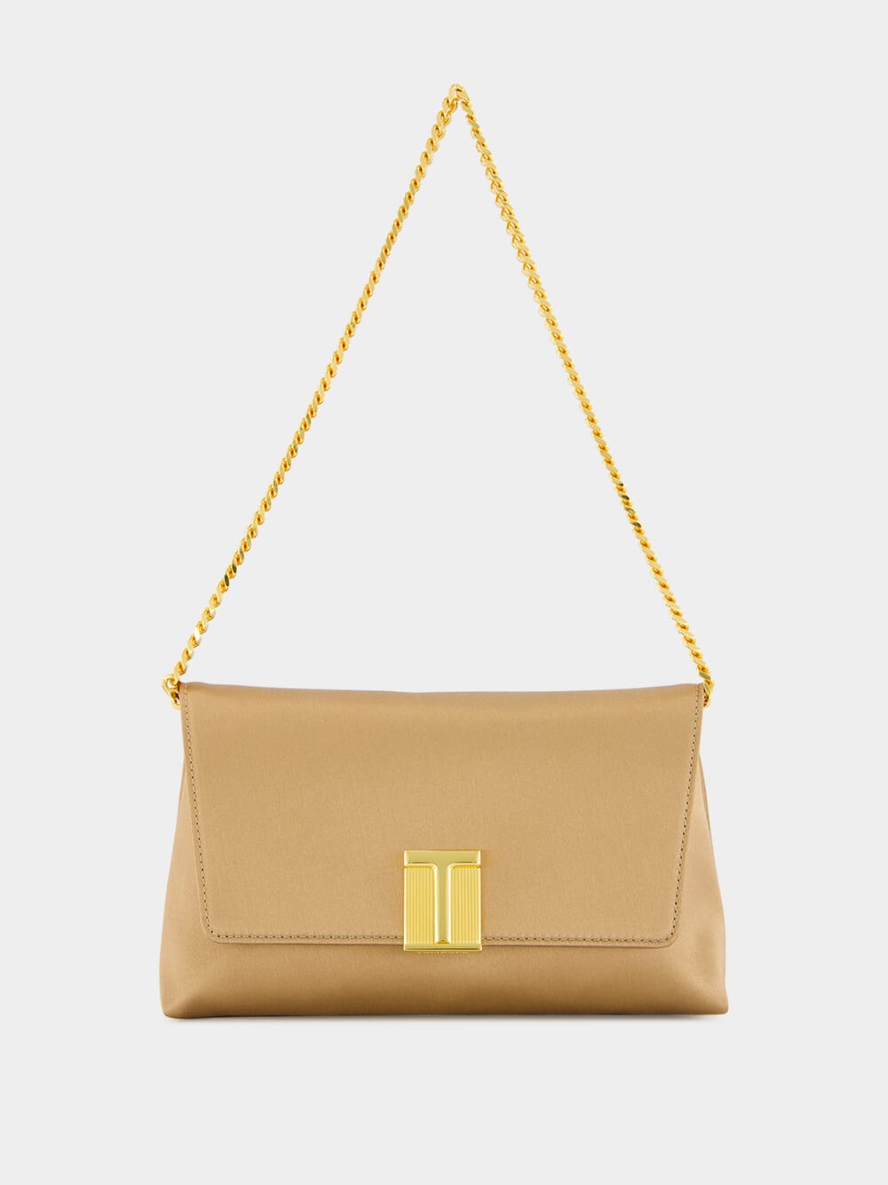 Flesh Satin Mini Bag with Chain Strap